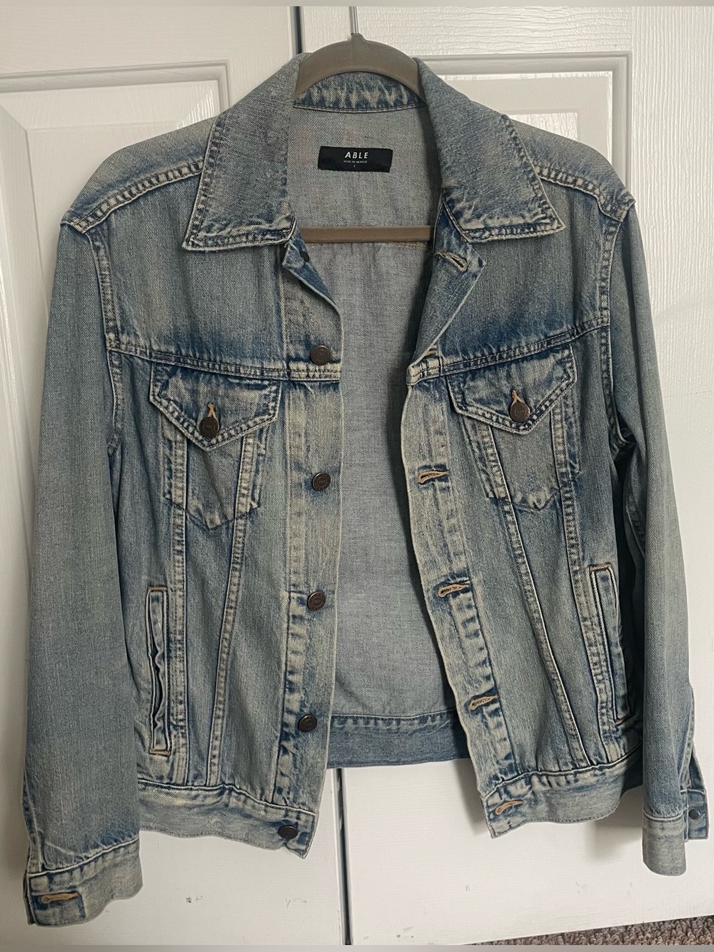 Able Light Blue Denim Jacket with Contrast Stitching